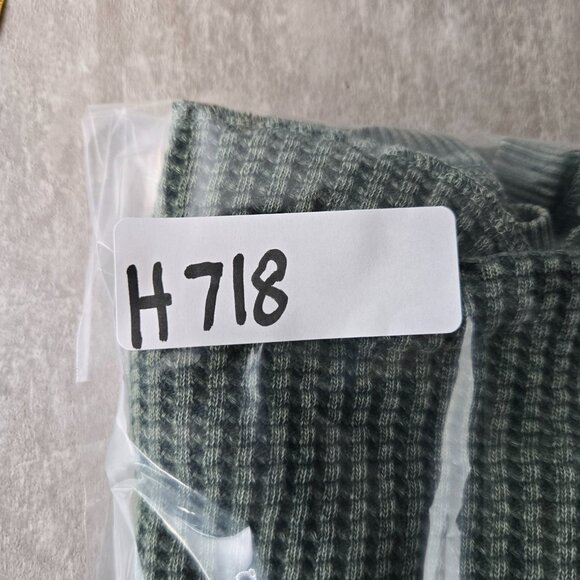 Free People One Blake Thermal Shirt XL Green Oversized Relaxed Streetwear Top - Picture 14 of 14